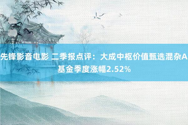 先锋影音电影 二季报点评：大成中枢价值甄选混杂A基金季度涨幅2.52%