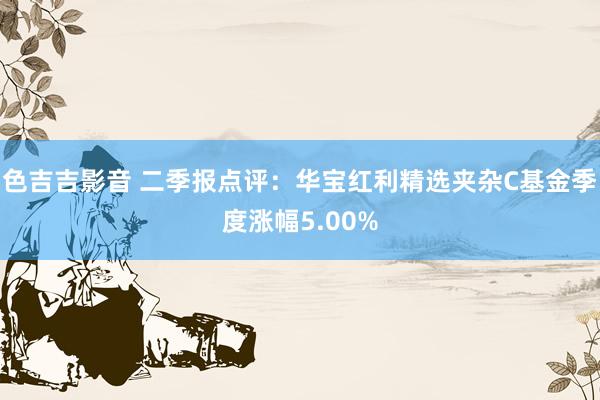 色吉吉影音 二季报点评：华宝红利精选夹杂C基金季度涨幅5.00%