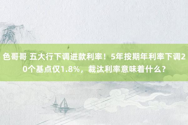 色哥哥 五大行下调进款利率！5年按期年利率下调20个基点仅1.8%，裁汰利率意味着什么？