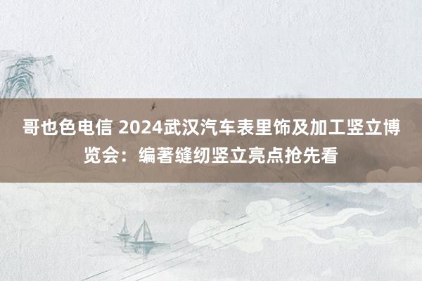 哥也色电信 2024武汉汽车表里饰及加工竖立博览会：编著缝纫竖立亮点抢先看