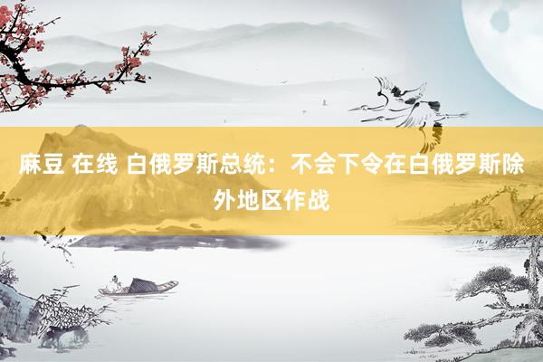 麻豆 在线 白俄罗斯总统：不会下令在白俄罗斯除外地区作战