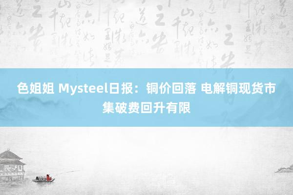 色姐姐 Mysteel日报：铜价回落 电解铜现货市集破费回升有限