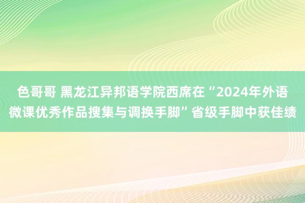 色哥哥 黑龙江异邦语学院西席在“2024年外语微课优秀作品搜集与调换手脚”省级手脚中获佳绩