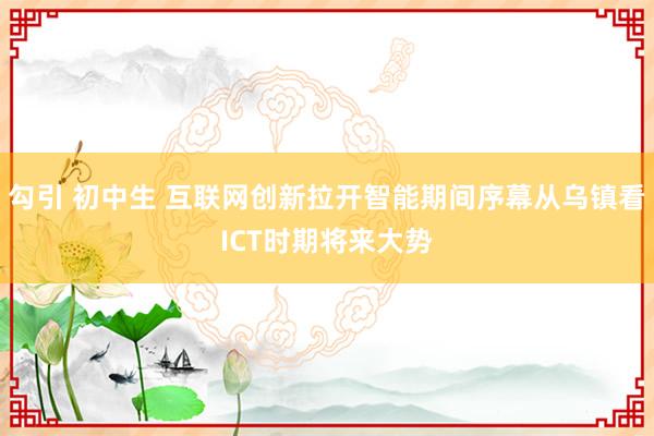 勾引 初中生 互联网创新拉开智能期间序幕从乌镇看ICT时期将来大势