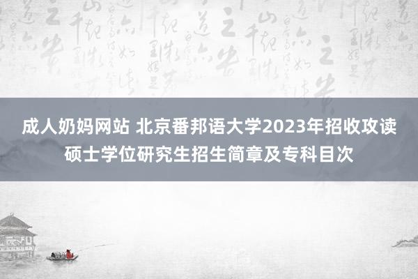 成人奶妈网站 北京番邦语大学2023年招收攻读硕士学位研究生招生简章及专科目次