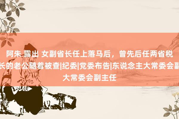 阿朱 露出 女副省长任上落马后，曾先后任两省税务局长的老公随着被查|纪委|党委布告|东说念主大常委会副主任