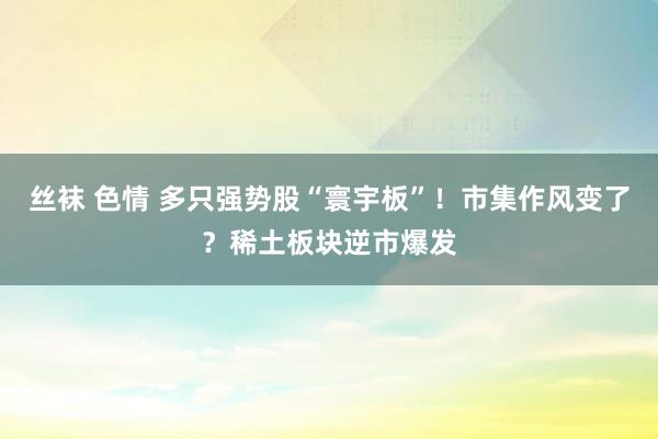 丝袜 色情 多只强势股“寰宇板”！市集作风变了？稀土板块逆市爆发