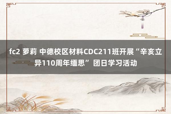 fc2 萝莉 中德校区材料CDC211班开展“辛亥立异110周年缅思” 团日学习活动